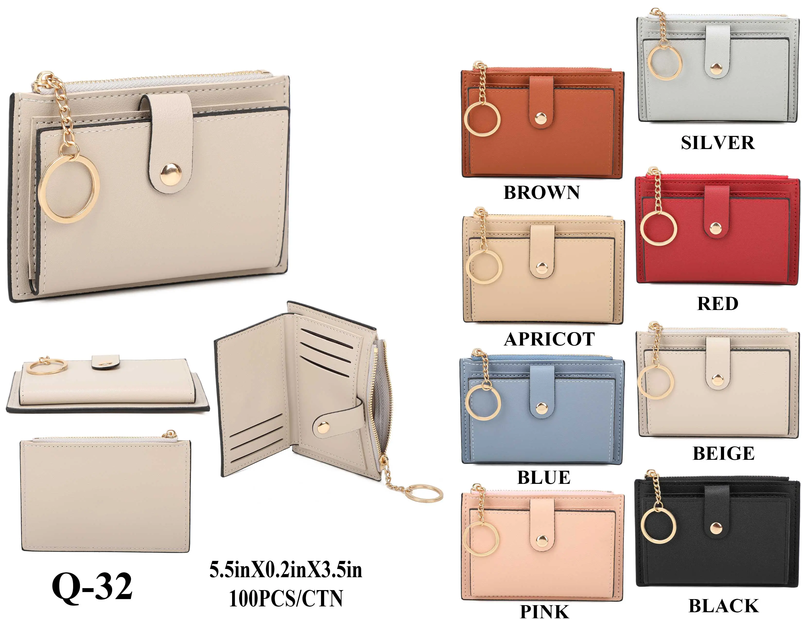 Mini wallet card holder key chain Q-32