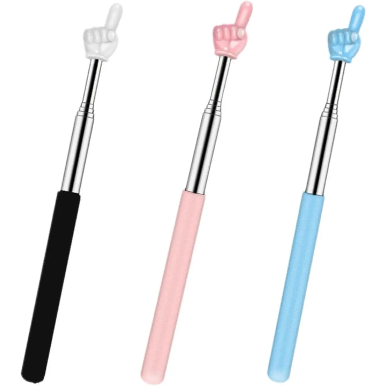 3 count Retractable Teachers Classroom Hand Pointer, Extendable Pointer Finger Stick,Mini  Finger Reading Pointer Stick, Student Teacher Teaching Reading Finger Shape