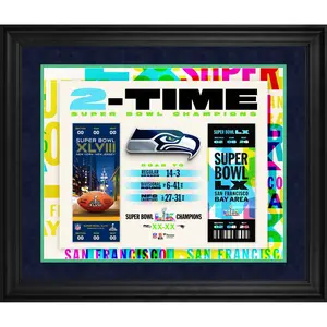 Seattle Seahawks Framed 20" x 24" Super Bowl LX Champions 2-Time Ticket Collage