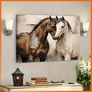 1PC 2D Decorative painting - Canvas painting - Two horses embrace in painting - cheap room decor - kitchen decor - pictures - fall decorations clearance - pictures wall decor -posters - fall decorfall decor -room decor