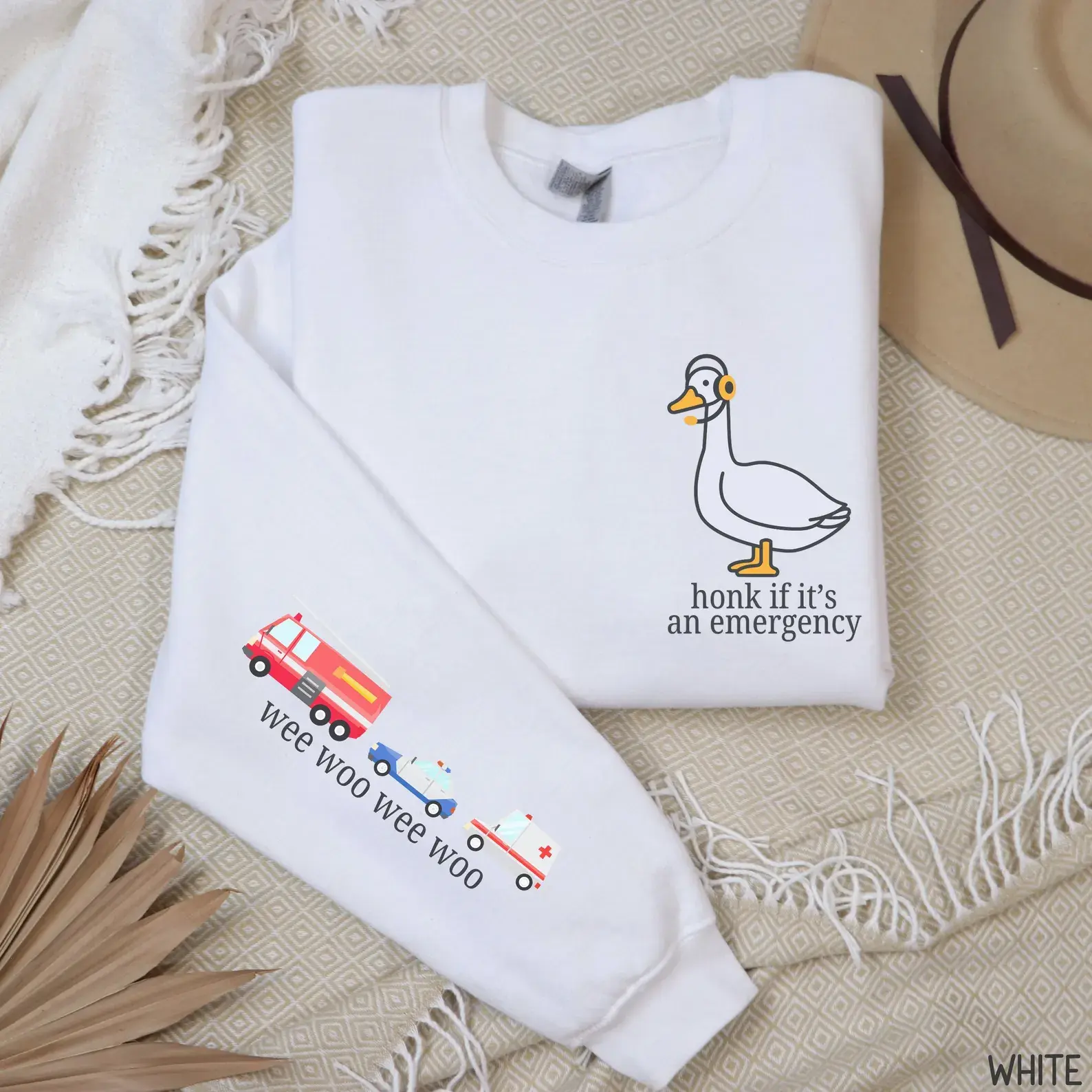Silly Goose Wee Woo Wee Woo Sweatshirt, Crewneck Sweater, Emergency Shirt, Operator Gift