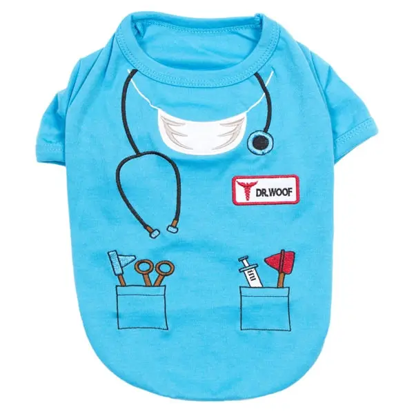 Parisian Pet 'Dr. Woof' Halloween Costume for Dogs & Cats – Fun Pet Costume, Dog Doctor Outfit for Halloween, Light Blue