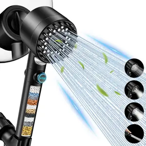 FEELSO Filtered Handheld Shower Head, High Pressure 4 Spray Modes, Hard Water Filter Remove Chlorine, Reduce Dry Skin with ON/OFF Switch for Daily Use & Pet Bath