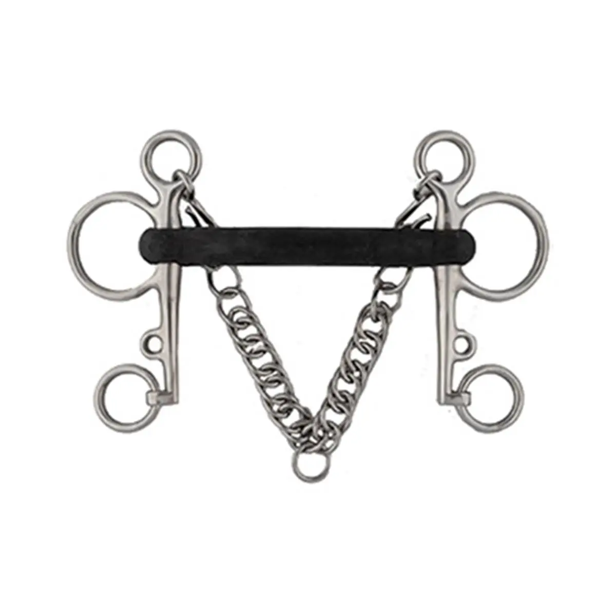 Jacks 5-Inch Pelham Bit, Soft Rubber Covered Mullen Mouth with 5" Stainless Steel Cheeks and Included Curb Chain