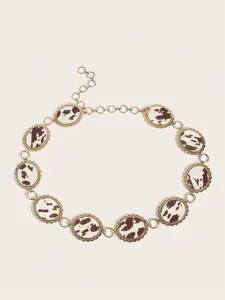 Boho Style Women's Belt, Zinc Alloy Material, Leopard & Cow Print Patterns, Perfect for Parties, Music Festivals, Graduation Gifts, Western Belt