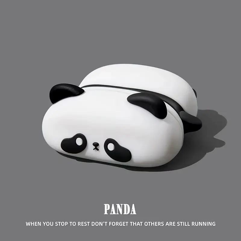 Cute Panda Earphone Case for AirPods Pro 2 3 4 Pro2 Pro3 , Audio 3D Cartoon Design, Soft Silicone Material, Grip, Durable, Shockproof and Drop-Resistant, Protection Headphone Box