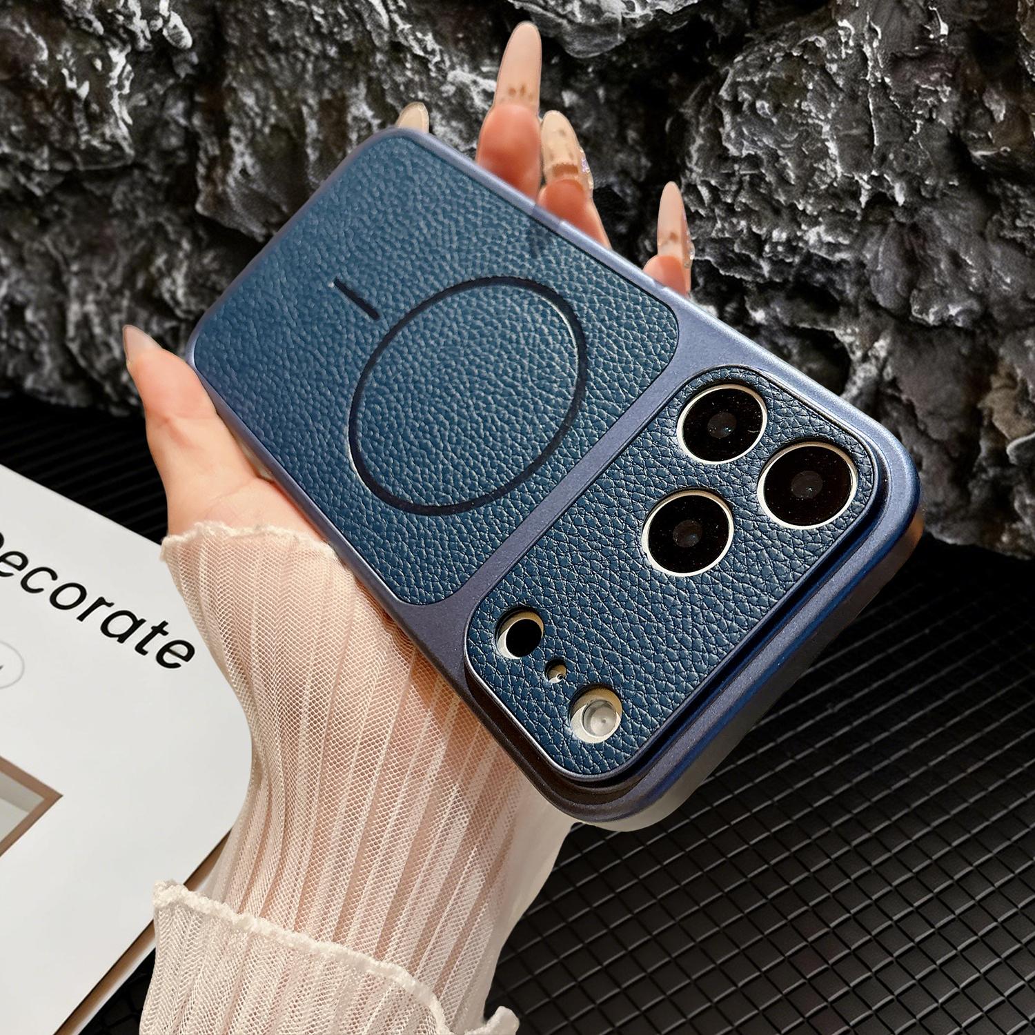 For iPhone 17/16/15/14/13 Pro Max Phone Case,Slim Classic PU Leather Anti-Fingerprint,Camera Lens Protection,Soft TPU Rugged Military Grade Drop Shockproof Cover