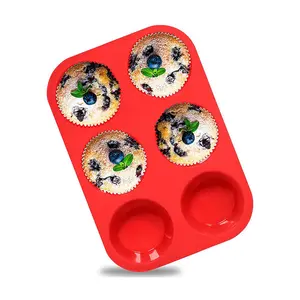 6-grid Silicone Cupcake Mold, Non-stick Muffin Mold, Silicone Muffin Pan, Heat Resistant Cake Baking Mold, Baking Tool for Home Kitchen, Silicone Molds, Nonstick Cupcake Pans, Baking Supplies