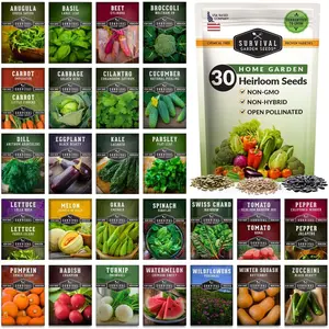 Home Garden Variety Pack – 30 Heirloom Non-GMO Vegetable, Herb & Fruit Seeds (18,500+) | Survival Seed Vault for Food Security by