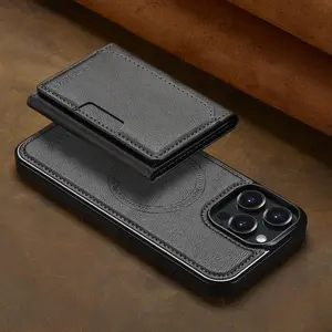 2 in 1 Magnetic PU Leather Protective Case with Card Holder, Magnetic Flip Stand Cover with Protection, Phone Case for iPhone 16 Pro Max 15 14 13 12 Pro Max