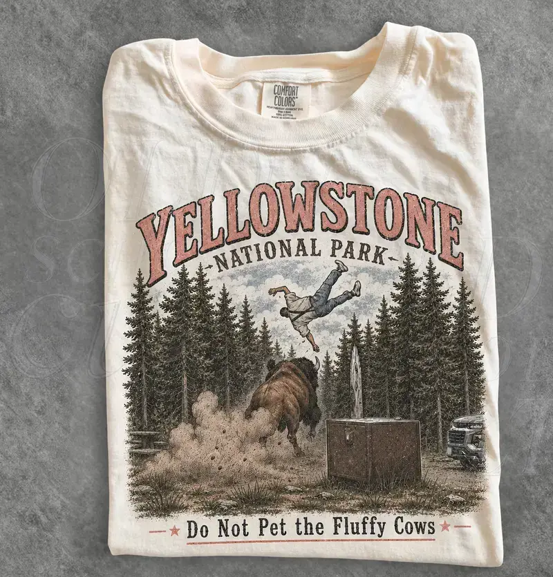 Do Not Pet The Fluffy Cows T-shirt, Comfort Colors Yellowstone National Park Shirt, Funny Summer Vacation Tee, Unisex Cotton Graphic Top