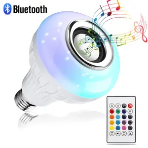 crystal-clear sound gadget finds 85-265V 12W E27 LED Light Bulb    Music Remote Control Color Changing RGB Lamp for Bedroom Party Decor cool Bluetooth Alexa Smart Speaker with Deep