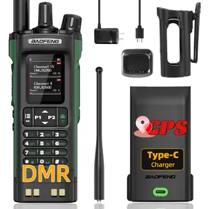 BAOFENG DM32 DMR Ham Radio Rechargeable Long Range DM 32UV Walkie Talkies NOAA Weather Radio with GPS Two Way Radio DM-32 Copy Frequency 2500mAh Battery USB-C Charging with Radio Holster