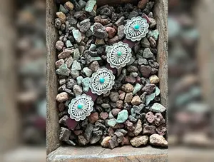 Sterling Silver and Kingman Turquoise Traditional Style Concho Slide, Round