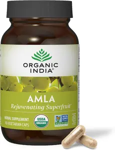 ORGANIC INDIA Amla Capsules Organic - Indian Gooseberry Herbal Vitamin Supplement, Immune Support, Vegan, Gluten-Free, Ayurvedic, Healthcare Dietary