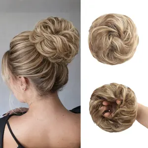 Tousled Updo Messy Bun Hair Piece Hair Extension Ponytail with Elastic Rubber Band Updo Extensions Hairpiece Synthetic Hair Extensions Scrunchies Ponytail Hairpieces for Women