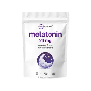 Micro Ingredients Melatonin 20mg Tablets, 400 Counts, Natural Strawberry Flavor