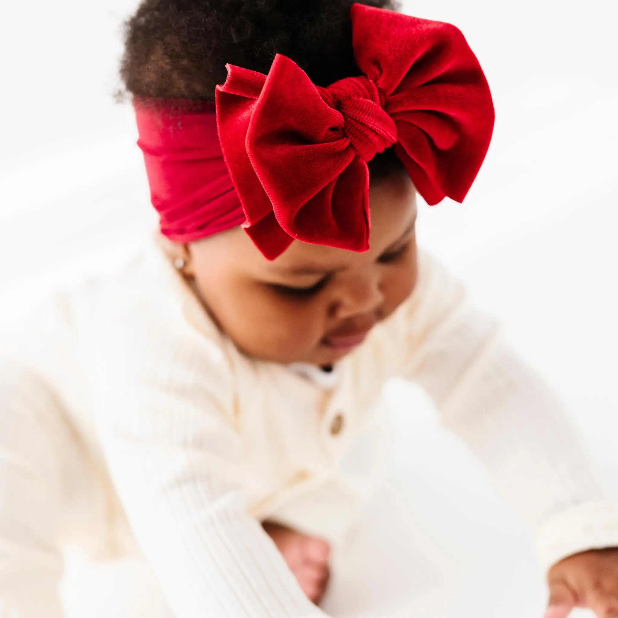 Baby Bling® Velvet FAB® soft nylon/spandex wide headband with velvet bow