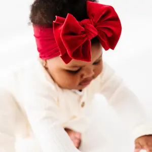 Baby Bling® Velvet FAB® soft nylon/spandex wide headband with velvet bow