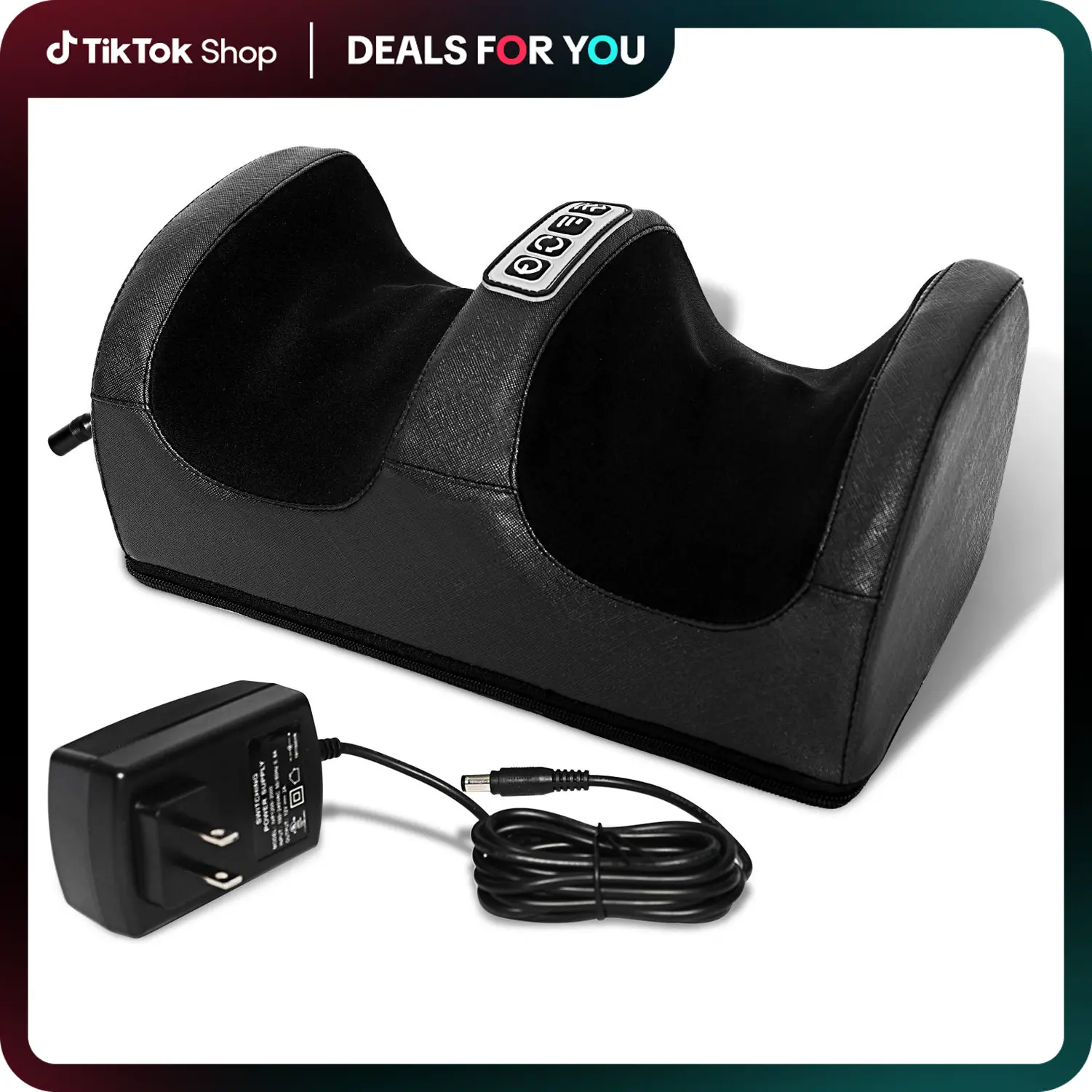 Shop&Save Black Shiatsu Foot Massager Machine with Soothing Heat Deep Kneading Therapy for Home & Office Use No Remote Control Included US Plug tiktokshopbacktoschool,back to school,back to school haul