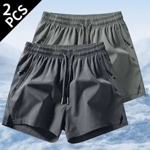 Men’s summer shorts for casual sports—quick-drying, breathable running, fitness, cycling, brisk walking, and swimming—with drawstring and zippered pockets made from a breathable, quick-drying, comfortable material suitable for outdoor activities.