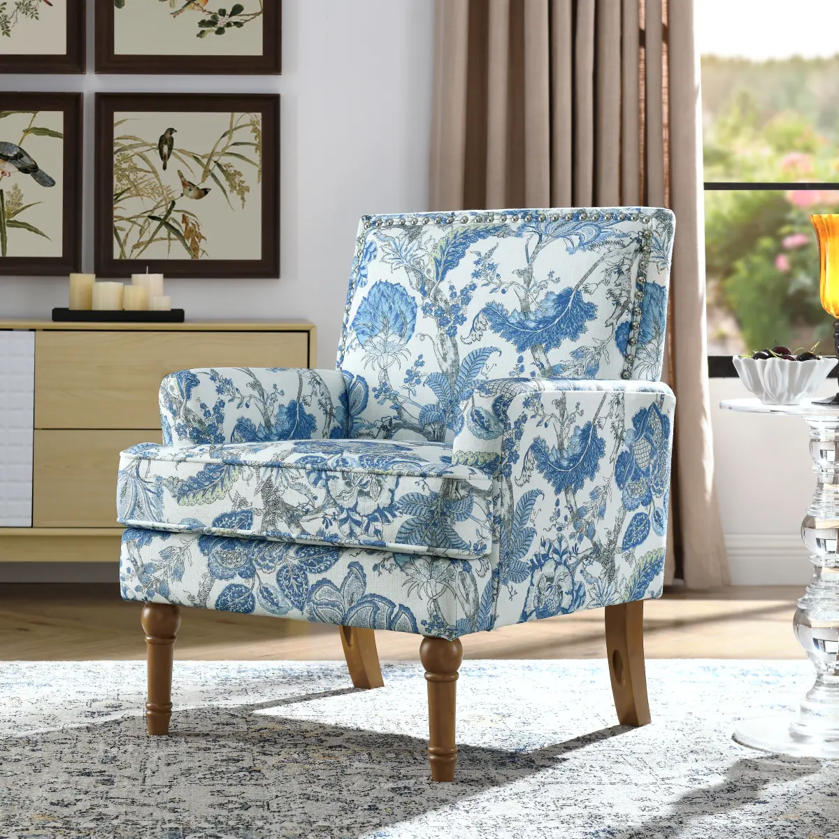 Accent Chair, Modern Upholstered Armchair in Fabric for Living Room, Comfortable Club Arm Chairs Bedroom Reading Seat