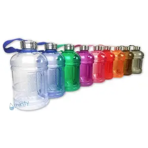 BPA Free Water Bottle Half Gallon Drink Canteen Jug Container Steel Cap 64 oz