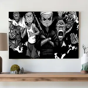 TRsdqW Anime Poster The Boondocks Adult Animated Comedy Vintage Canvas  Art, Black Cartoon Wrapped Canvas Decor Painting Canvas  Art wall
