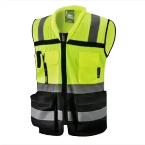 High Visibility Reflective Safety, Mesh Safety Vest with Zipper and Multi pockets (LARGE SIZES RUN SMALL SEE DESCRITION)