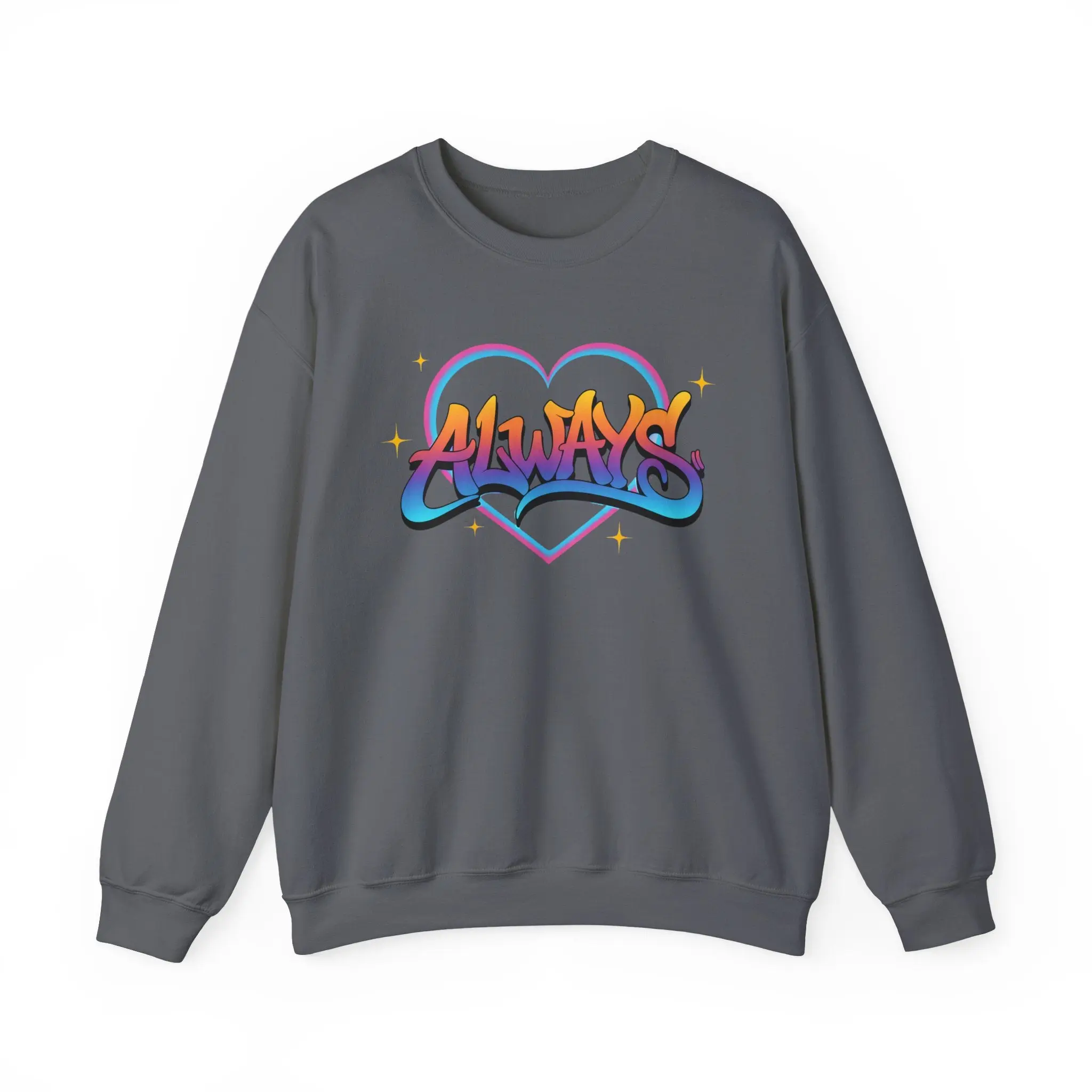 Always Love graffiti design Sweater | colorful script heart