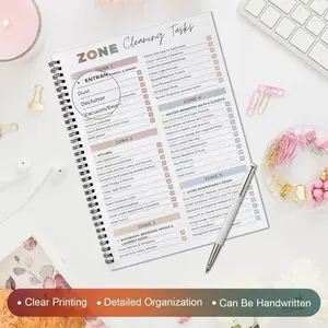 Cleaning Checklist Planner Notebook – Daily Home Organization Journal with Task Lists & Spiral Bound Design