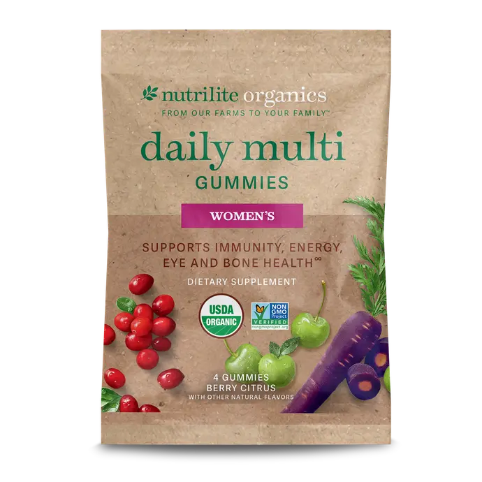 Nutrilite Organics Women’s Daily Multi Gummies – Samples 10 Foil Packs Organic Multivitamin Gummies