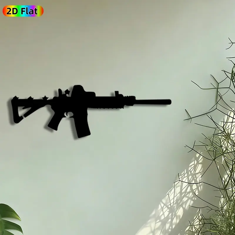 1pc Tactical Rifle Silhouette Metal Wall Art, Art Work For Wall Decor, Modern Rifle Statue Mural, Intricate Craftsmanship, Perfect for Fathers Day, Modern Home Decor, Perfect for Man Cave Office Garage Decor, Ideal Gift for Gun Enthusiasts