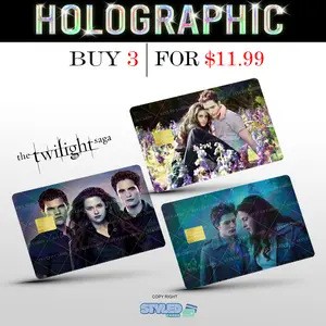 holographic twilight rectangle vinyl sticker pack of 3