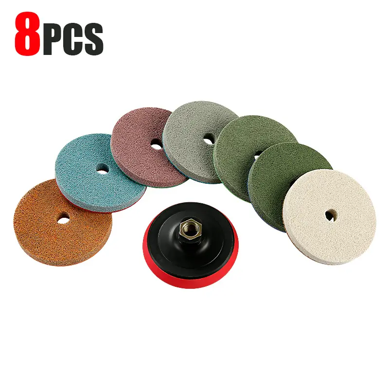 8PCS 4"/100MM Diamond Sponge Polishing Pads - for Granite, Marble, Terrazzo & Concrete - Wet Grinding Discs Stone Abrasive fathersdaygift Sand Even
