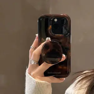 Luxury Amber Pattern Phone Case, Fashionable Phone Protector Cover, Phone Accessories Compatible with iPhone 15 14 12 13 Pro Max 11, Casing
