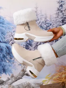 Women's Autumn and Winter Fashion Thickened Short Boots with High Water Platform and Waterproof Surface; Lightweight and Comfortable Soft Bottom Anti-Sl and Wear-Resistant Snow Boots Winter Warm Boots