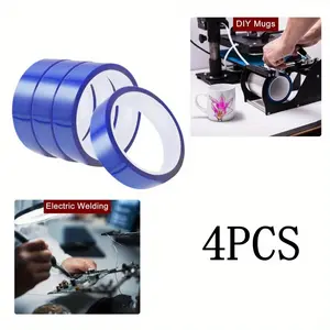 4 Rolls Heat Resistant Adhesive Tape, 20mm x 16m (52FT) - High Temperature Stable, Strong Adhesion, No Residue, Chemical & High Temp Resistant for Heat Press Vinyl Transfer