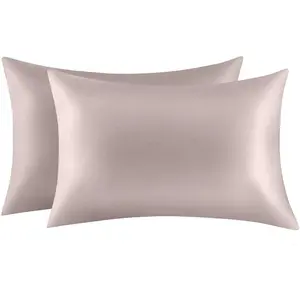 Mulberry Silk Pillowcases Set of 2 for Hair and  and Super Soft and Breathable  Size Nature Silk Pillowcases (, Apricot Gray)