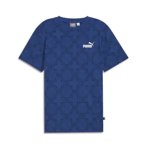 PUMA Mens Logomania Graphic Crew Neck Short Sleeve Casual Tops Casual - Blue