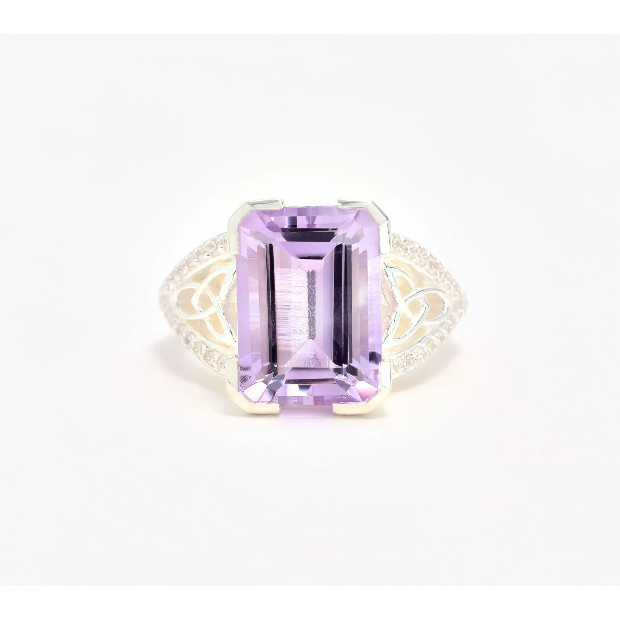 JMH Jewellery Sterling Silver Large Gemstone Celtic Ring
