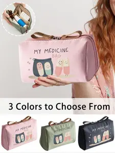 1pc Portable Medicine Bag, Compact Pill Organizer & First-Aid Pouch, Theme Makeup Box with 'My Medicane Bag' And Pill Pattern, Travel-Friendly Medication Storage for Daily/Outdoor/, Portable Medical Emergency, Travel Essentials, Travel Cosmetic Bags