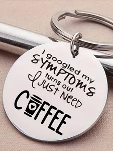 1pc Coffee-Loving Stainless Steel Engraved Keychain Ring for Bags, Backpack Pendants, a Memorable Gift for Friends