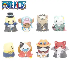 8Pcs/Set One Piece Cat Cos Tony Tony Chopper Portgas·D· Ace Trafalgar Law Cake Decoration PVC Model Figure Toys