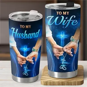 "Couple Tumbler Gift Set – To My Wife & To My Husband Romantic Anniversary Present", Stainless Steel 20oz Tumbler Cups, Couple Gift for Anniversary or Wedding, Love Gift, Romantic Gift, Anniversary, Valentine’s Day