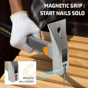 High Carbon Steel Carpenter Nail Hammer Tool with Plastic Handle, Woodworking Hammer Head Axe, Can Tap, Pull Nails, Plane, Chop