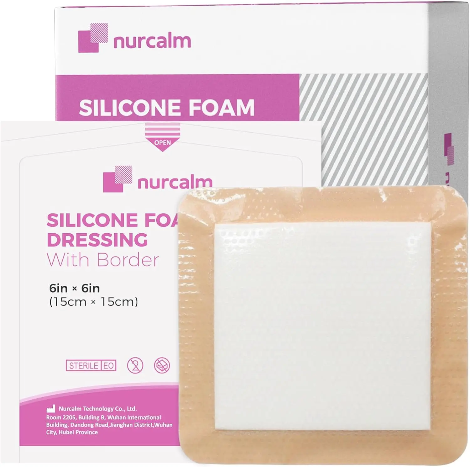 Silicone Foam Dressing 6"x6" Adhesive Border 10 Pack | Large Waterproof Foam Dressings for Wound Care ,High Absorbency Wound Dressings for Pressure Ulcer,Bed Sore ,Leg Ulcer