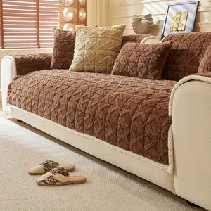 Artificial Fur Sofa Cushion, Non-Slip Single Piece Cover, Soft Thick Plush Material, Modern Luxury Design, Suitable for Single Chair, Couch, L-Shaped Sofa