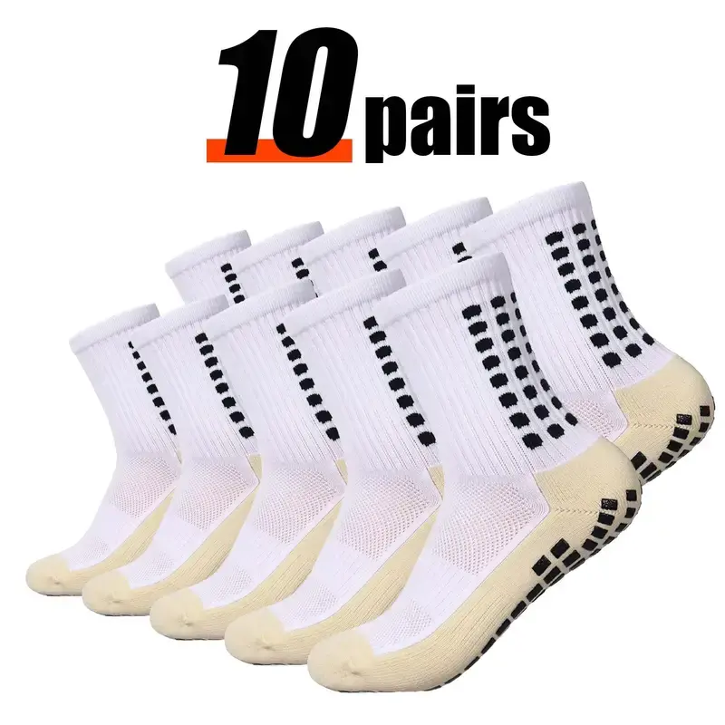 6/10-Pair Sports Socks Set, Non-Slip Grip Polyester Crew Socks for Men’s Training, Volleyball & Soccer Activities, Volleyball Socks, Training Low Socks