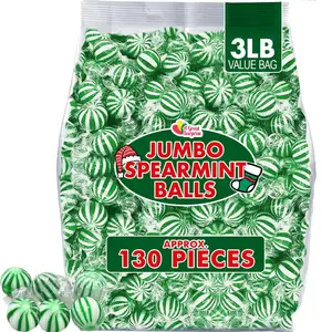 Jumbo Spearmint Mint Balls  3 lb Bulk  Green Starlight Mints  Individually Wrapped Hard Spearmint Candy for Candy Buffets & Events
